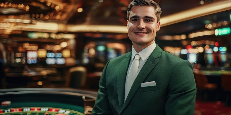 Dealer tungku4d menampilkan kartu Three Card Poker di meja live studio